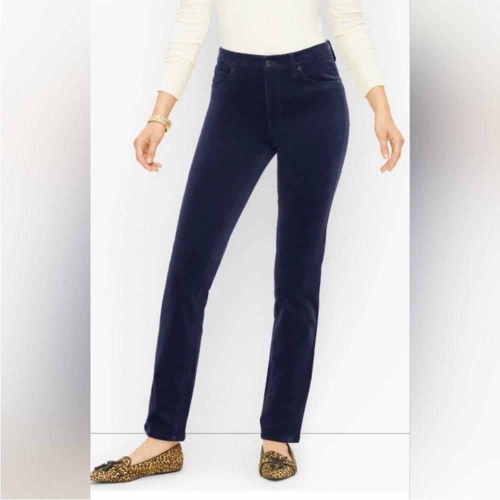 Talbots Simply Flattering 5-Pocket Straight Leg Corduroy Pants Navy Blue 8